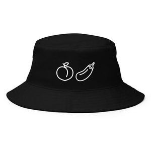 Peach Meet Eggplant Bucket Hat, Emoji, Funny, Meme